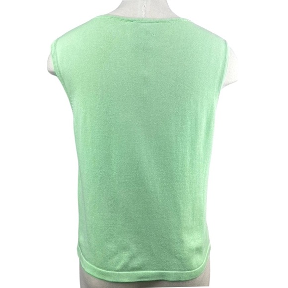 VTG 90s LILLY‎ PULITZER Womens (L) Spring Green Sleeveless Sweater Cotton Easter - Picture 4 of 6